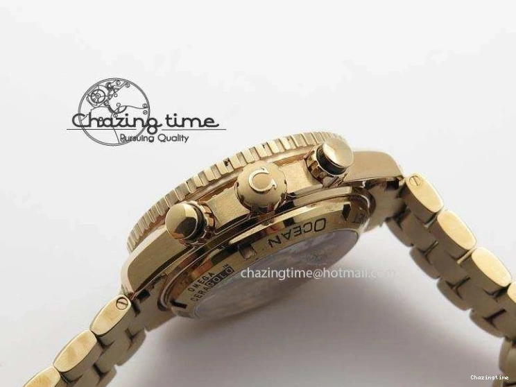 0601 Premium Seamaster Professional Chrono RG Black Ceramic Black Dial On RG Bracelet A 8212